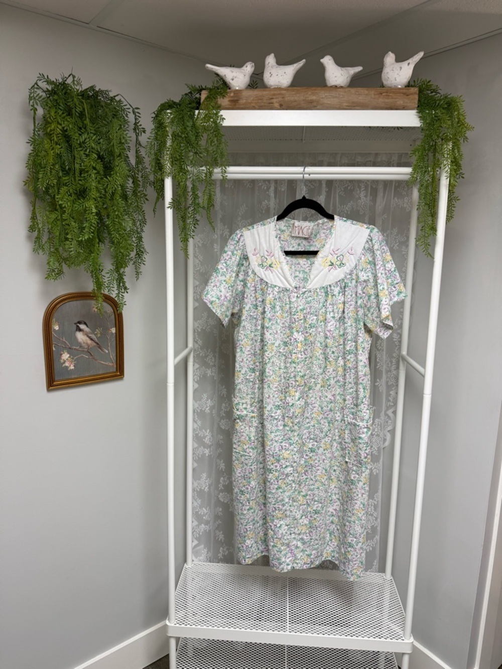 Vintage Granny Nightgown Floral Zip Front House Dress Canada Cozy Size XXL